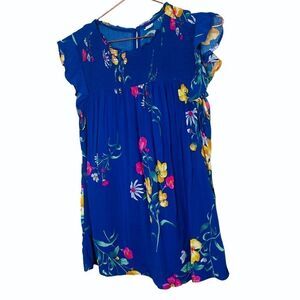 EUC Old Navy Girls Blue Floral Tunic Top Large